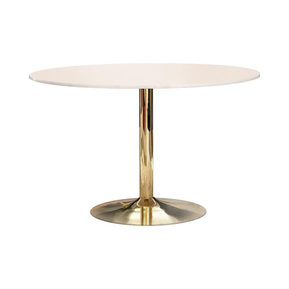 Kella Natural Marble and Gold Round Dining Table by Coaster at Eve Furniture