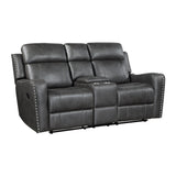 Kellen Smoky Gray Double Reclining Loveseat with Center Console by Homelegance at Eve Furniture