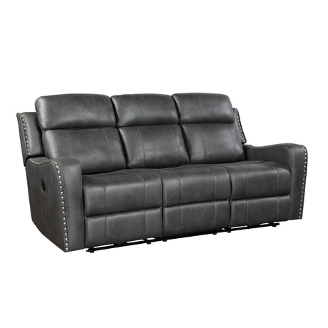 Kellen Smoky Gray Power Double Reclining Sofa by Homelegance at Eve Furniture