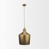 Keller Tall Antiqued Brass Metal 1-Light Pendant by Mercana at Eve Furniture