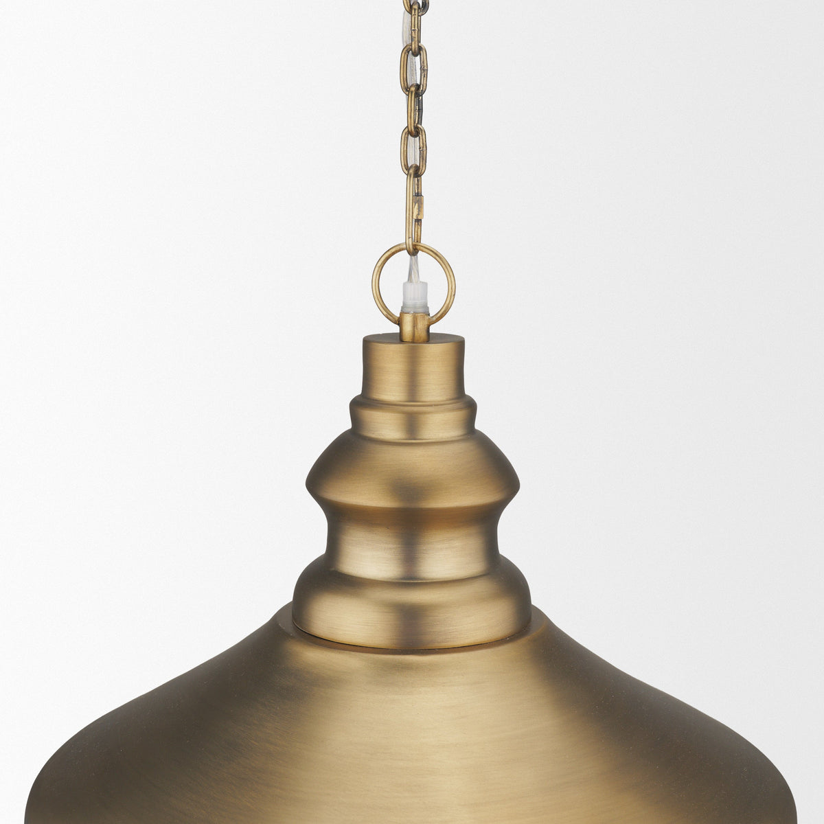 Keller Tall Antiqued Brass Metal 1-Light Pendant by Mercana at Eve Furniture
