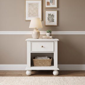 Kellie Milkstone 1-Drawer Nightstand by Modus Furniture at Eve Furniture