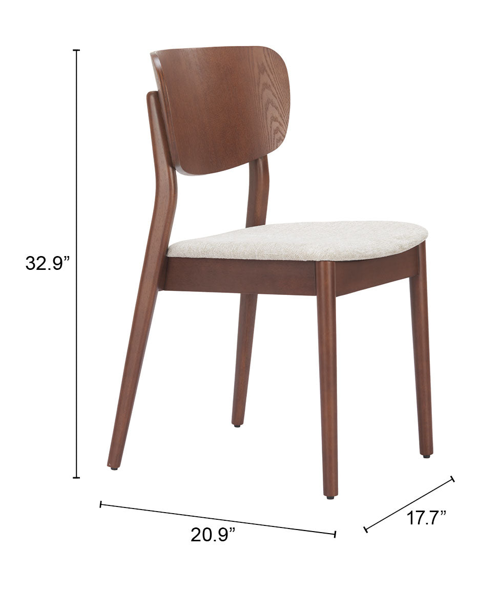 Kellua Beige & Walnut Dining Chair (Set of 2) by Zuomod at Eve Furniture