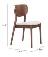 Kellua Beige & Walnut Dining Chair (Set of 2) by Zuomod at Eve Furniture