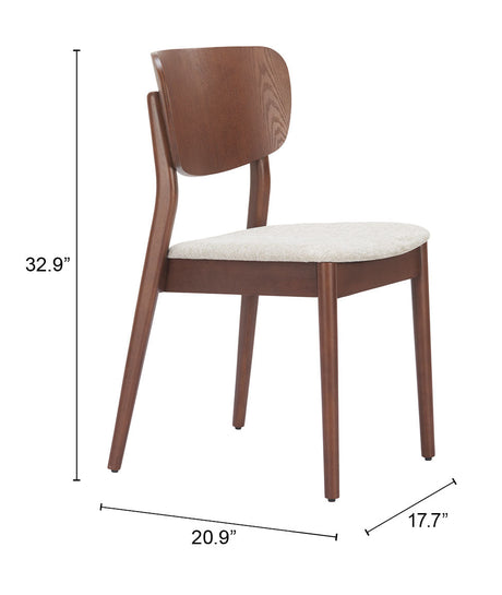Kellua Beige & Walnut Dining Chair (Set of 2) by Zuomod at Eve Furniture