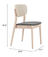 Kellua Gray & Natural Dining Chair (Set of 2) by Zuomod at Eve Furniture