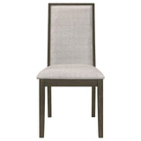 Kelly Upholstered Solid Back Dining Side Chair Beige and Dark Grey (Set of 2)