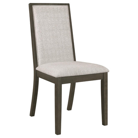 Kelly Upholstered Solid Back Dining Side Chair Beige and Dark Grey (Set of 2) by Coaster at Eve Furniture