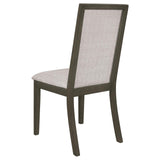 Kelly Upholstered Solid Back Dining Side Chair Beige and Dark Grey (Set of 2) by Coaster at Eve Furniture