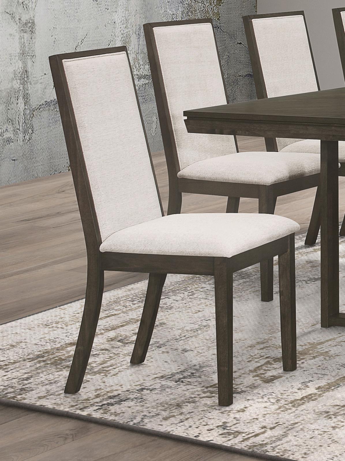 Kelly Upholstered Solid Back Dining Side Chair Beige and Dark Grey (Set of 2) by Coaster at Eve Furniture