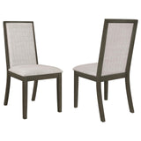Kelly Upholstered Solid Back Dining Side Chair Beige and Dark Grey (Set of 2) by Coaster at Eve Furniture