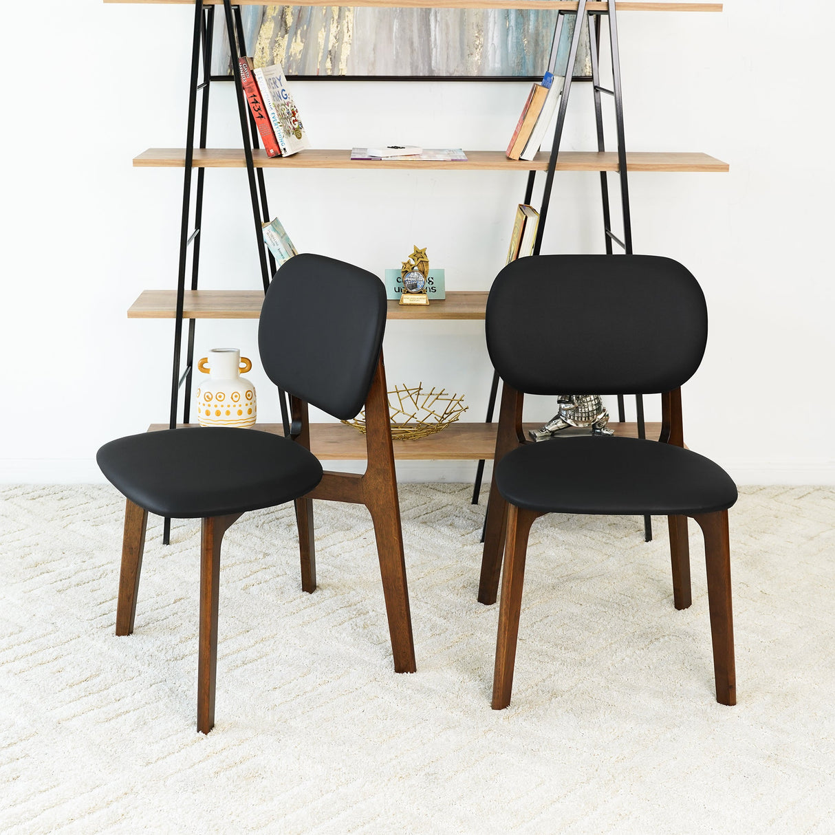 Kelsey Black Leather Dining Chair (Set Of 2) by Ashcroft Furniture at Eve Furniture