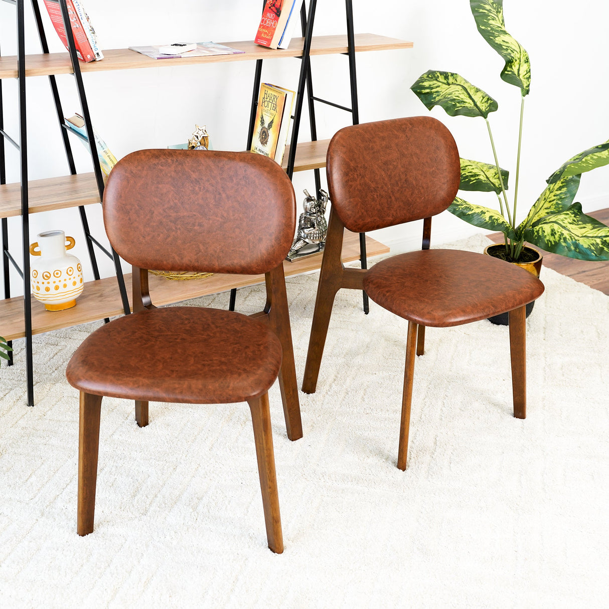 Kelsey Brown Leather Dining Chair (Set Of 2) by Ashcroft Furniture at Eve Furniture