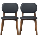 Kelsey Mid-Century Modern Black Leather Dining Chair (Set of 2)