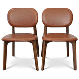 Kelsey Mid-Century Modern Brown Leather Dining Chair (Set of 2)