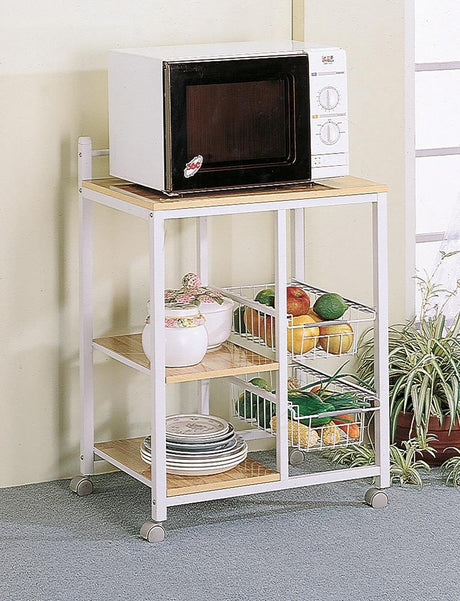 Kelvin Natural Brown/White 2-Shelf Kitchen Cart by Coaster at Eve Furniture