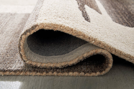 Kencher Beige/Brown Extra Large Rug by Ashley at Eve Furniture
