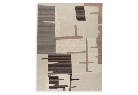 Kencher Beige/Brown Extra Large Rug by Ashley at Eve Furniture