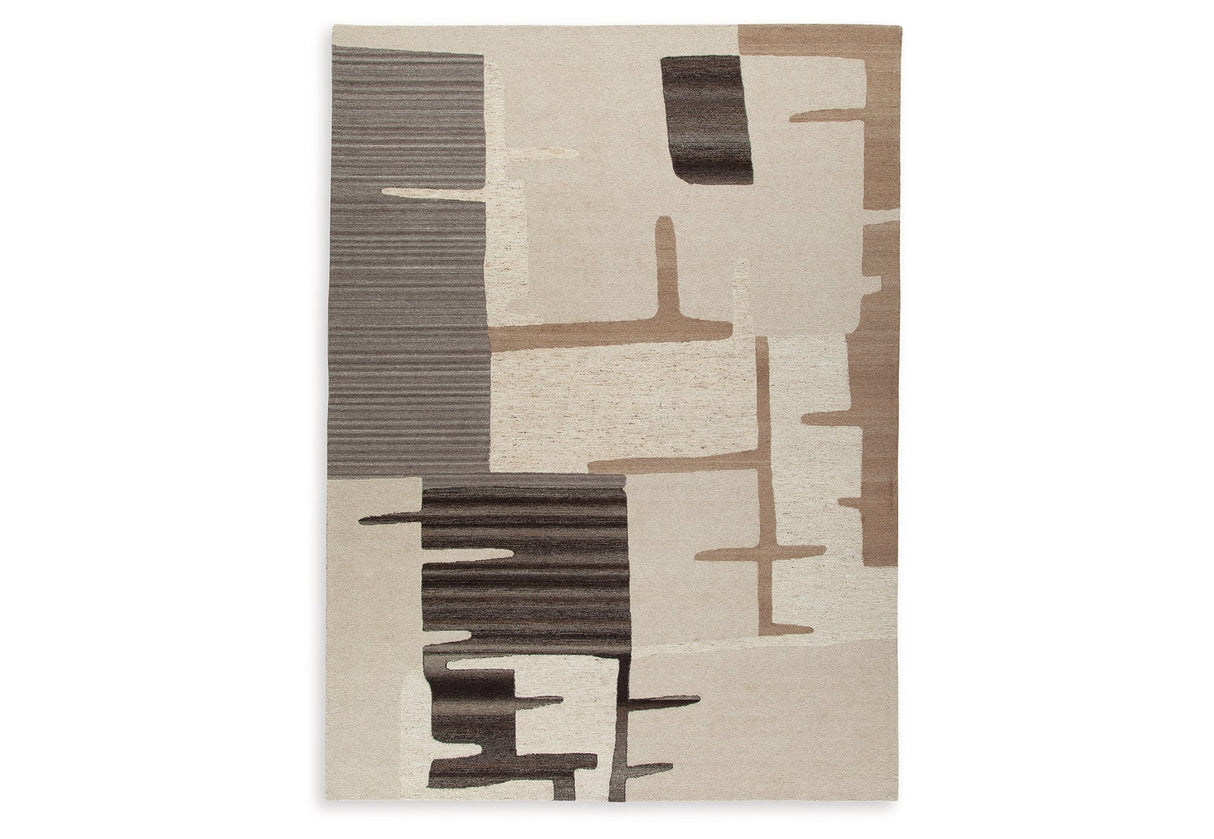 Kencher Beige/Brown Extra Large Rug by ASHLEY FURNITURE at Eve Furniture