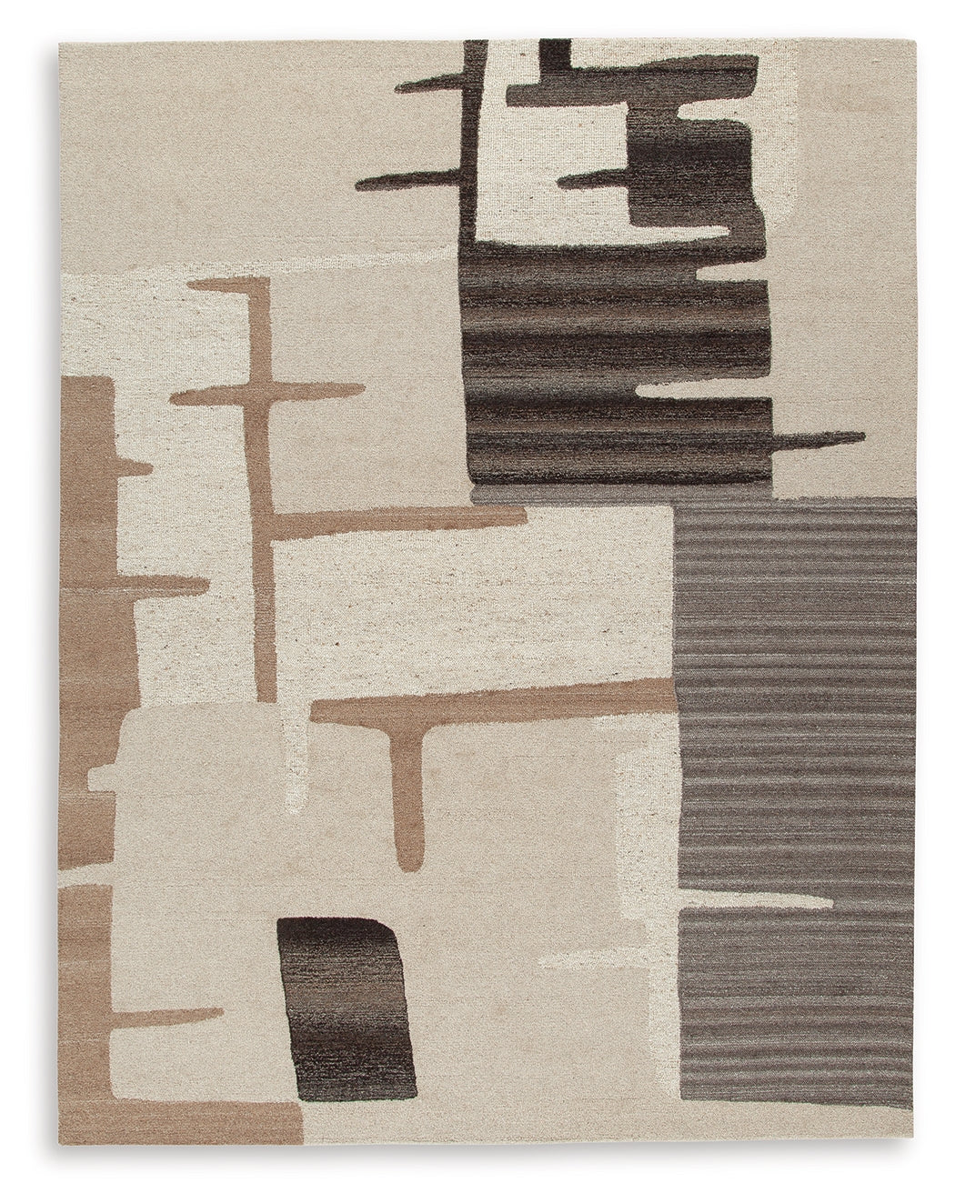 Kencher Beige/Brown Large Rug by Ashley at Eve Furniture
