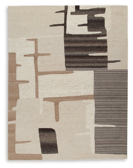 Kencher Beige/Brown Large Rug by Ashley at Eve Furniture