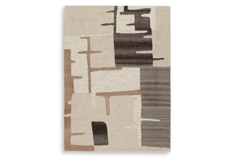 Kencher Beige/Brown Medium Rug by Ashley at Eve Furniture