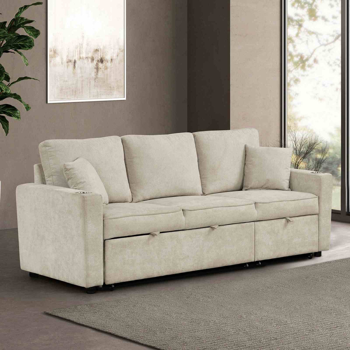 Kendal Beige Sleeper Sofa Sectional