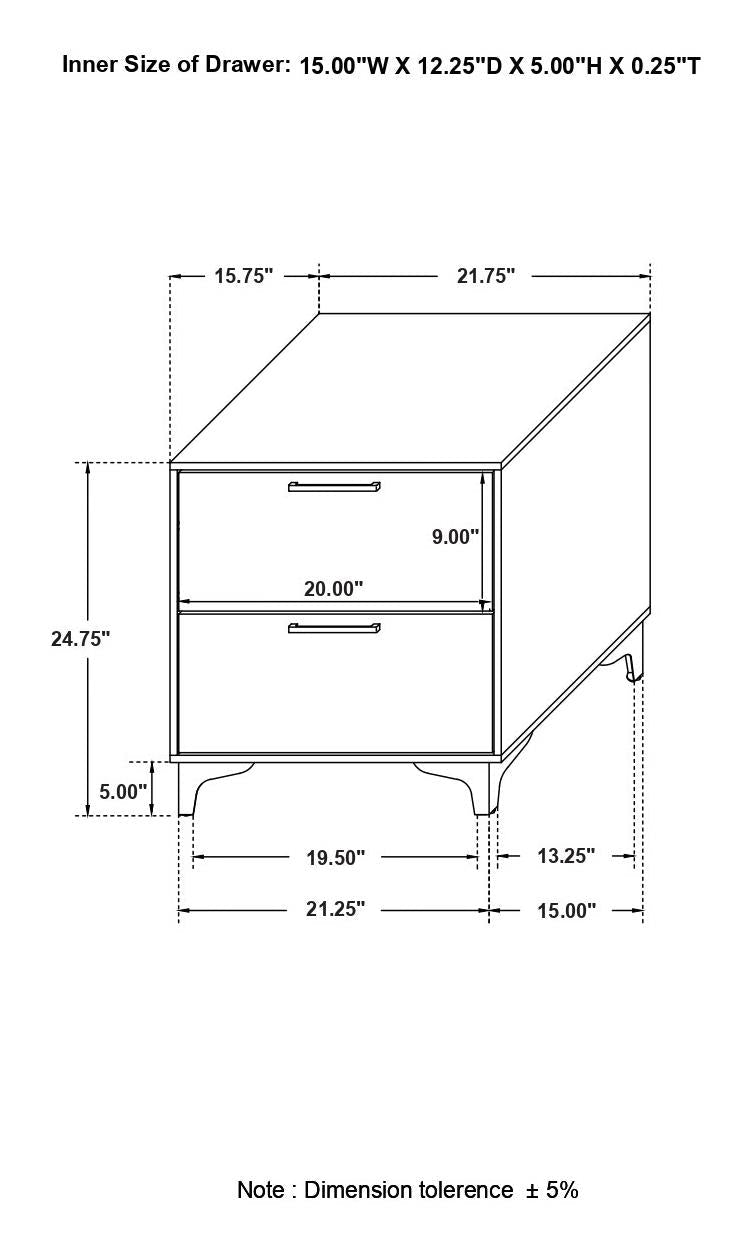 Kendall 2-Drawer Nightstand White