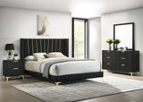 Kendall Black 4-Piece Upholstered Tufted Eastern King Bedroom Set