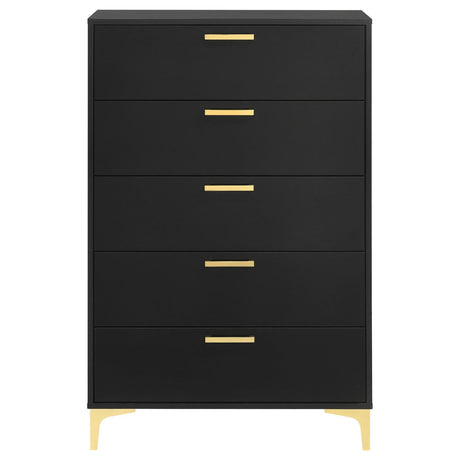 Kendall Black/Gold 5-Drawer Chest