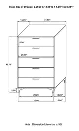 Kendall White 5-Drawer Chest