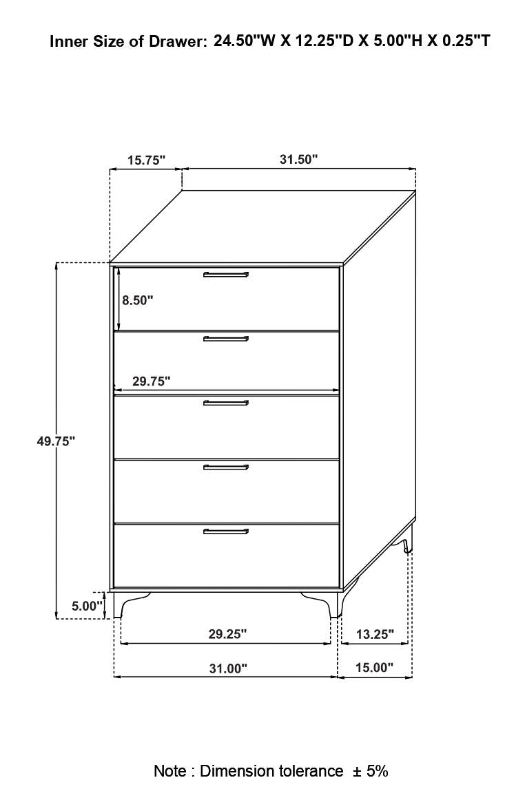 Kendall White 5-Piece California King Bedroom Set