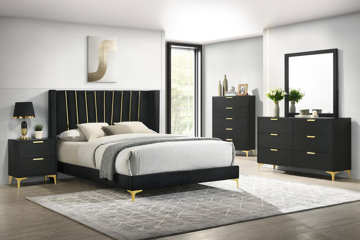 Kendall Black 5-Piece Upholstered Tufted Eastern King Bedroom Set