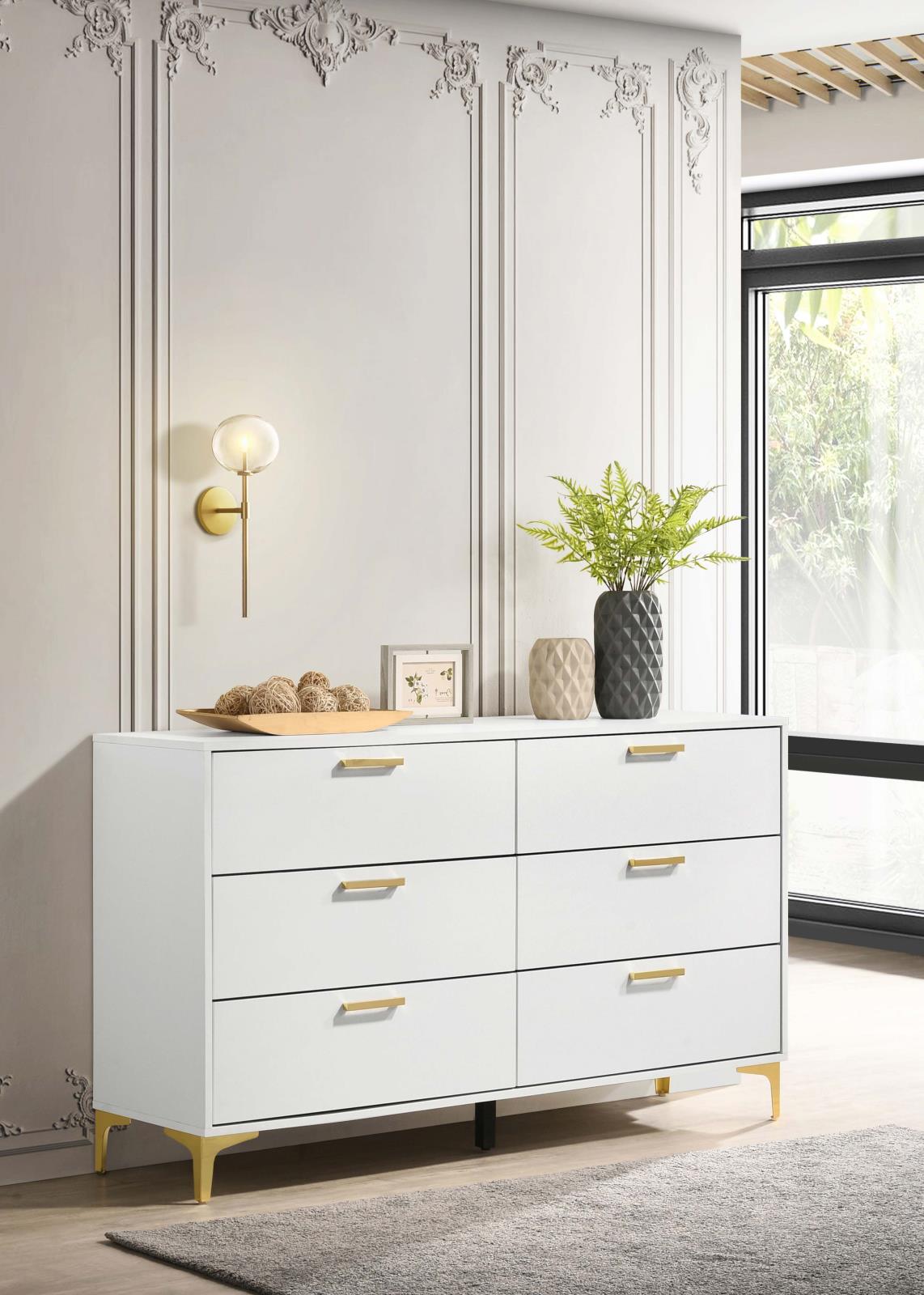 Kendall White 6-Drawer Dresser