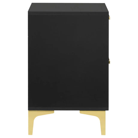 Kendall Black and Gold 2-Drawer Nightstand by Coaster at Eve Furniture