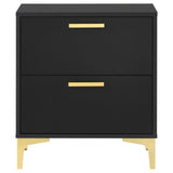 Kendall Black and Gold 2-Drawer Nightstand by Coaster at Eve Furniture