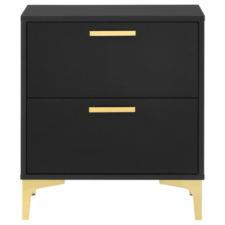 Kendall Black and Gold 2-Drawer Nightstand by Coaster at Eve Furniture