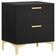 Kendall Black and Gold 2-Drawer Nightstand by Coaster at Eve Furniture