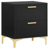 Kendall Black and Gold 2-Drawer Nightstand by Coaster at Eve Furniture