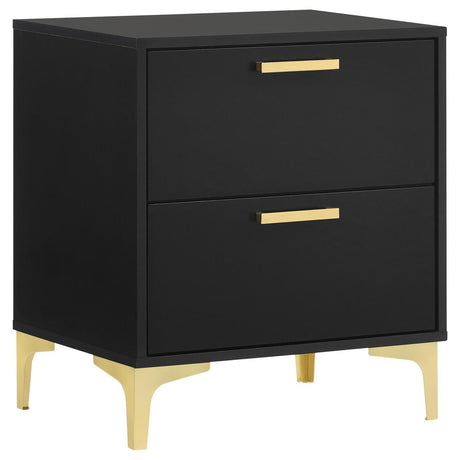Kendall Black and Gold 2-Drawer Nightstand by Coaster at Eve Furniture
