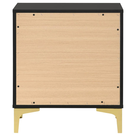 Kendall Black and Gold 2-Drawer Nightstand by Coaster at Eve Furniture