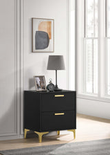 Kendall Black and Gold 2-Drawer Nightstand by Coaster at Eve Furniture