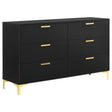 Kendall Black and Gold 6-Drawer Dresser by Coaster at Eve Furniture