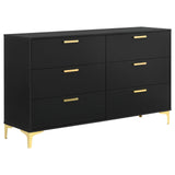 Kendall Black and Gold 6-Drawer Dresser by Coaster at Eve Furniture