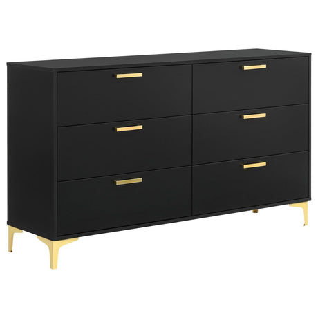 Kendall Black and Gold 6-Drawer Dresser by Coaster at Eve Furniture