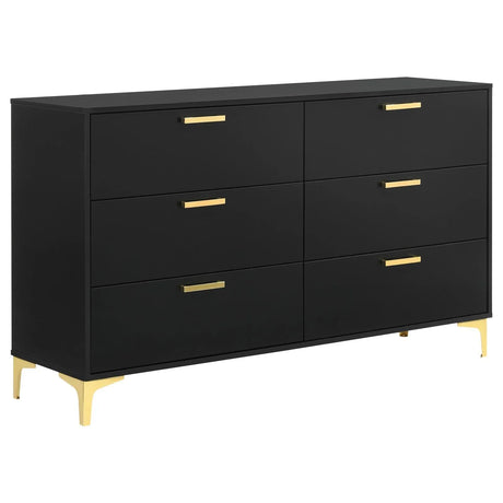 Kendall Black and Gold 6-Drawer Dresser by Coaster at Eve Furniture