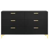 Kendall Black and Gold 6-Drawer Dresser by Coaster at Eve Furniture
