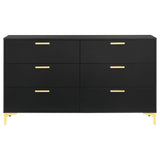Kendall Black and Gold 6-Drawer Dresser by Coaster at Eve Furniture