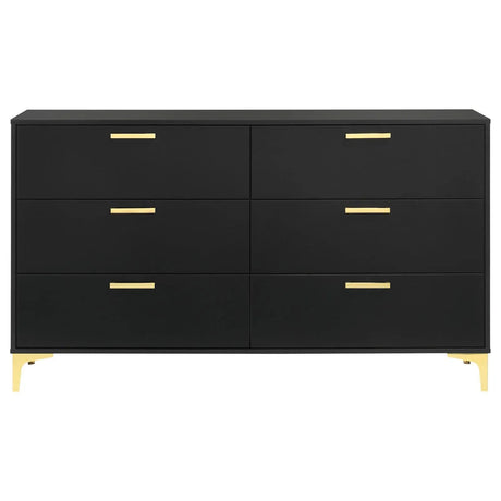 Kendall Black and Gold 6-Drawer Dresser by Coaster at Eve Furniture