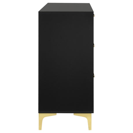 Kendall Black and Gold 6-Drawer Dresser by Coaster at Eve Furniture